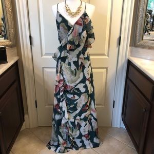 NWT Green Floral Wrap Dress